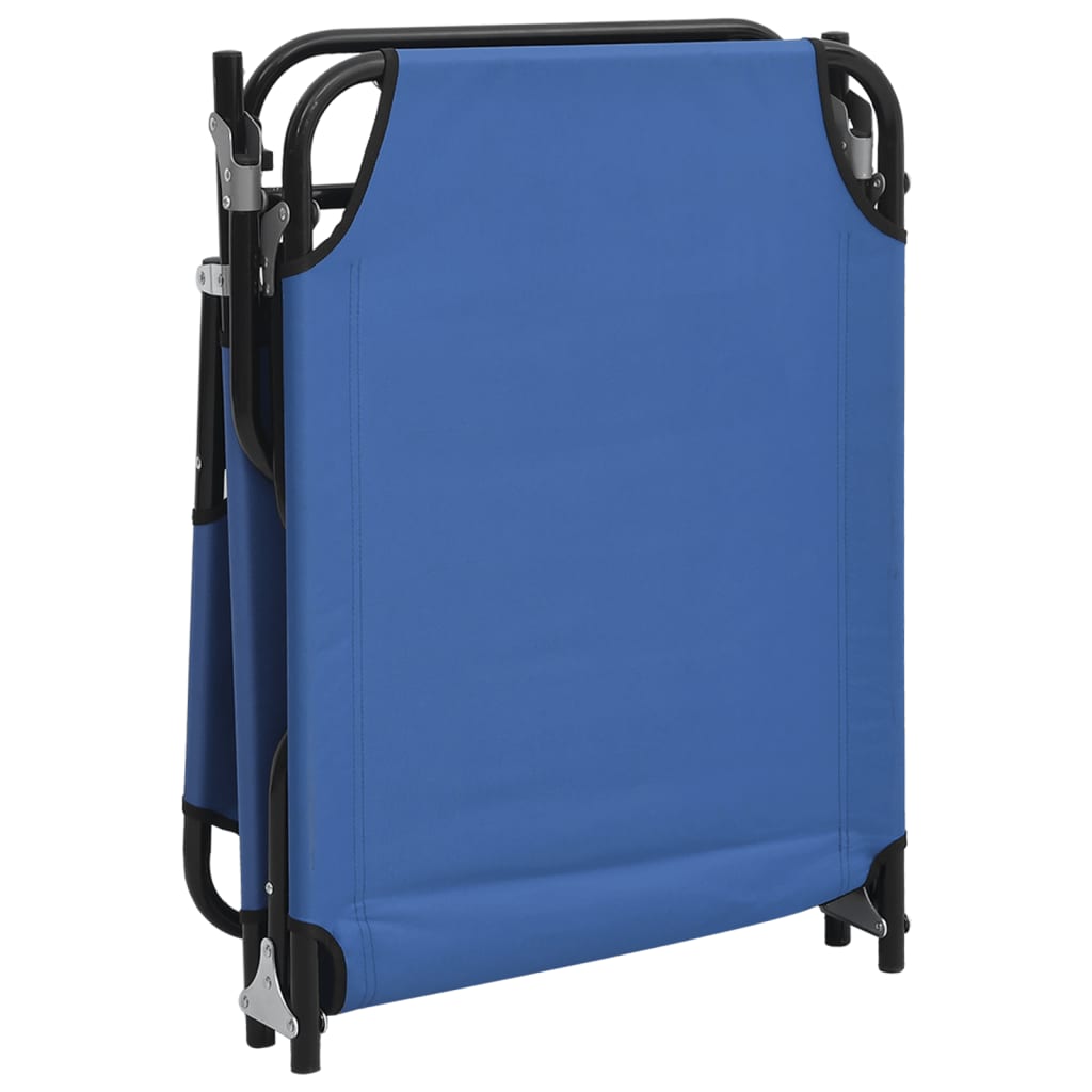 Chaise longue pliante bleu tissu oxford acier enduit de poudre