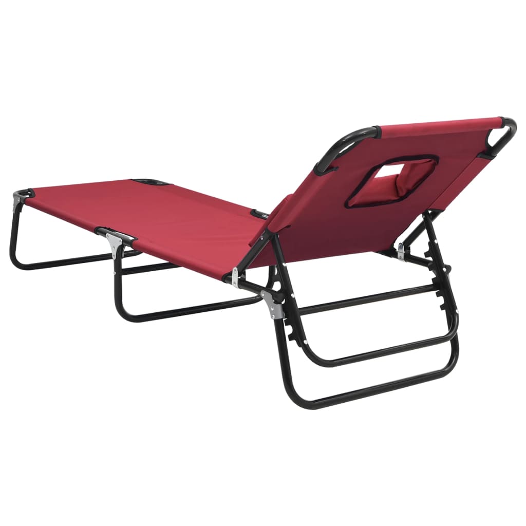 Red folding lounge chair oxford steel powder coated steel