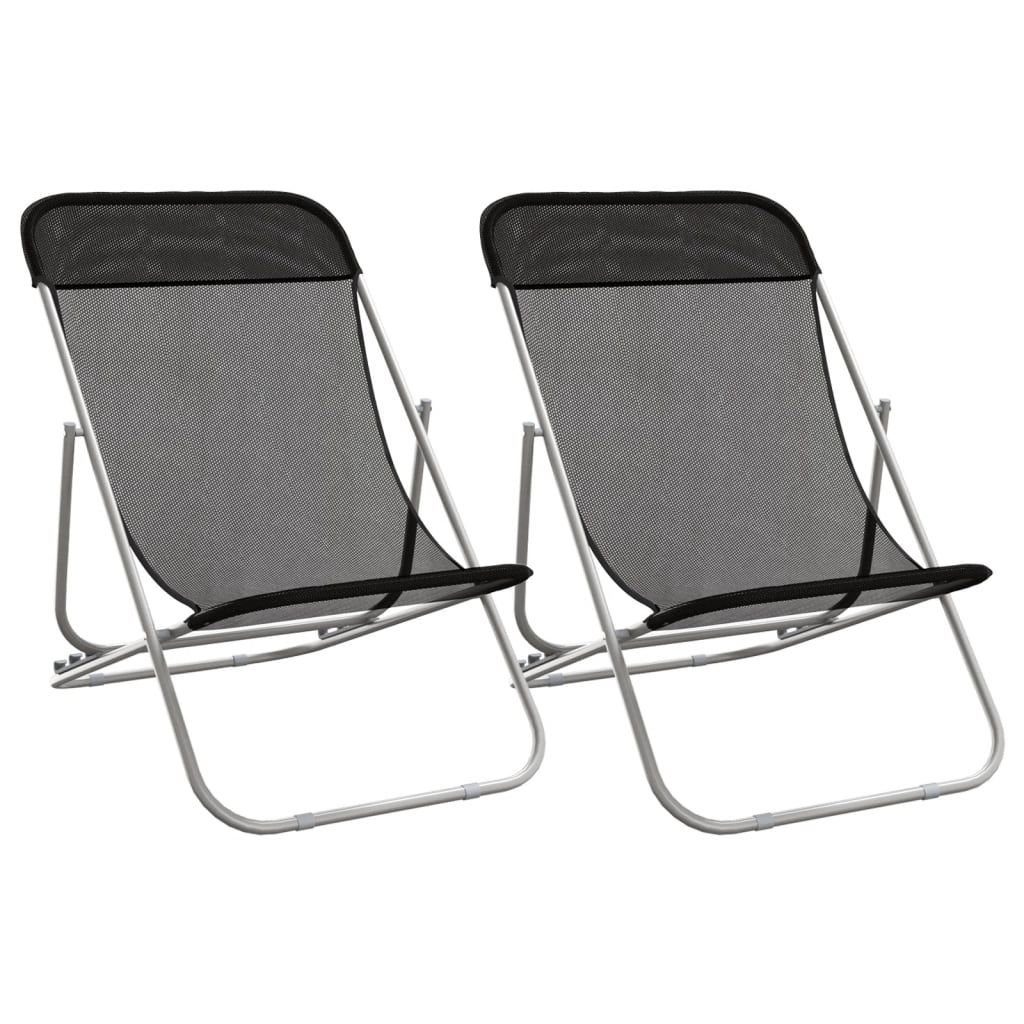 2 pezzi sedie da spiaggia pieghevole in acciaio sterile in polvere