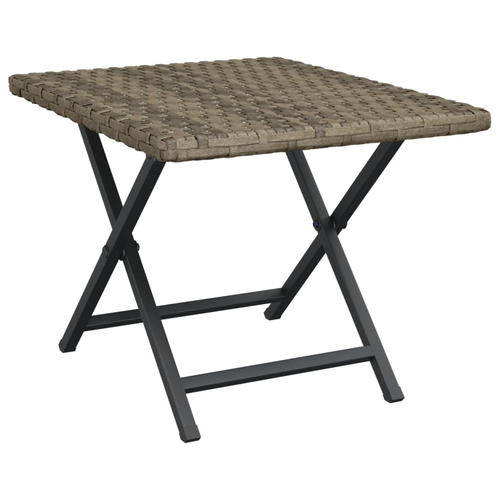 Table pliable gris 45x35x32 cm résine tressée