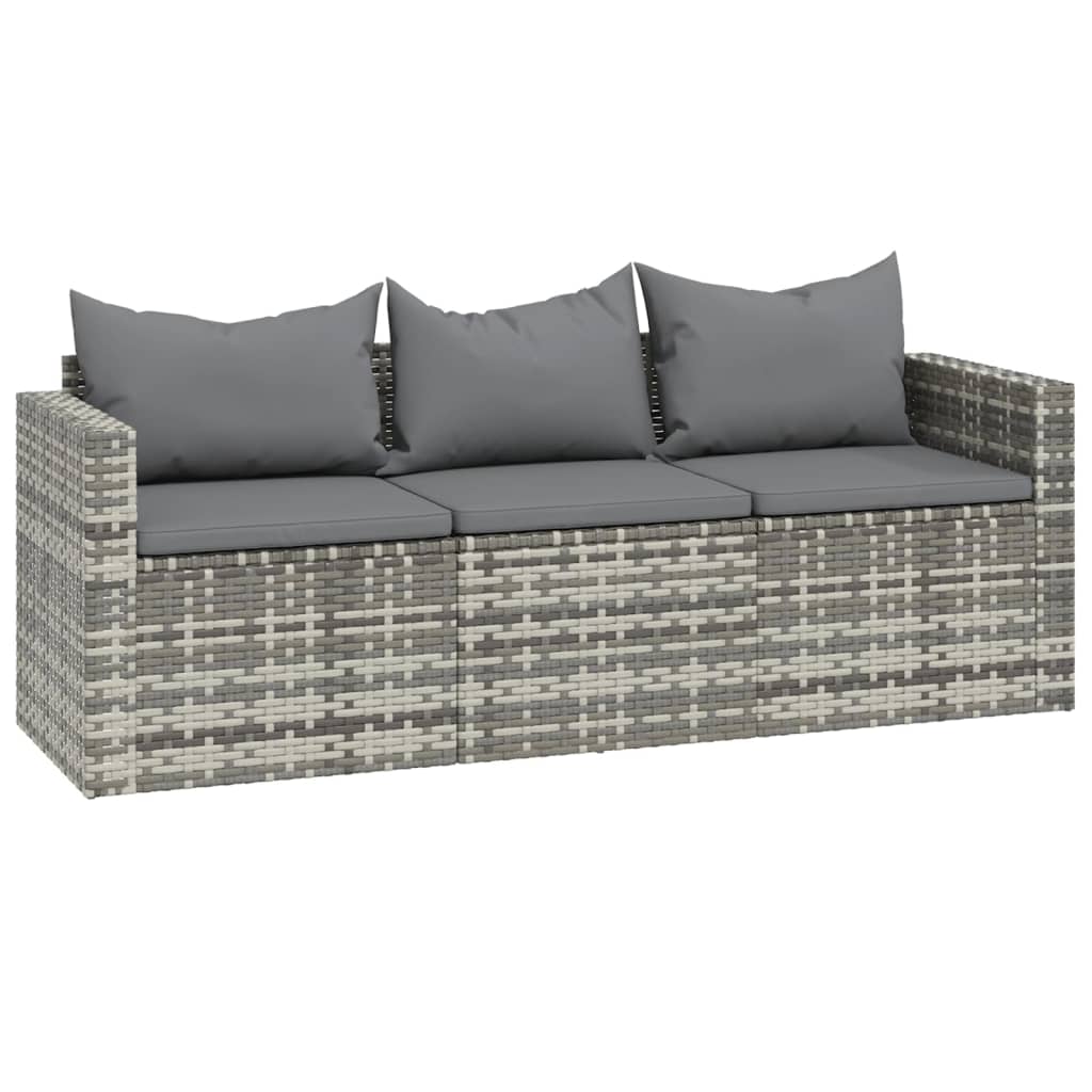 3 pcs garden furniture with braided resin gray cushions