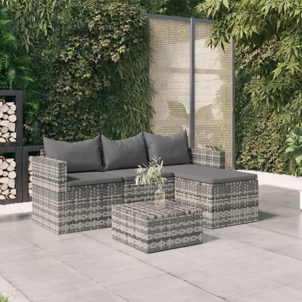 3 pcs garden furniture with braided resin gray cushions