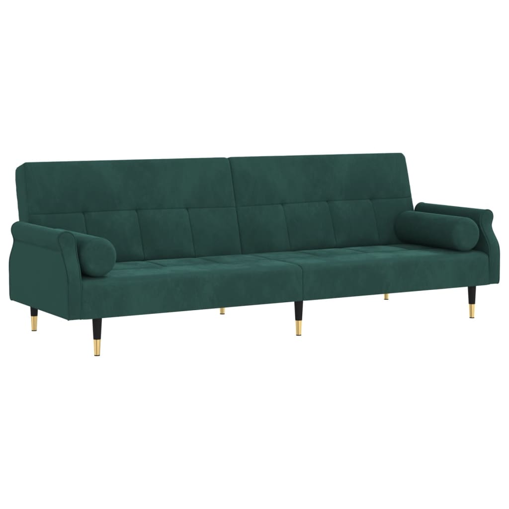 Sofa-Bett mit dunkelgrünen Kissen Samt