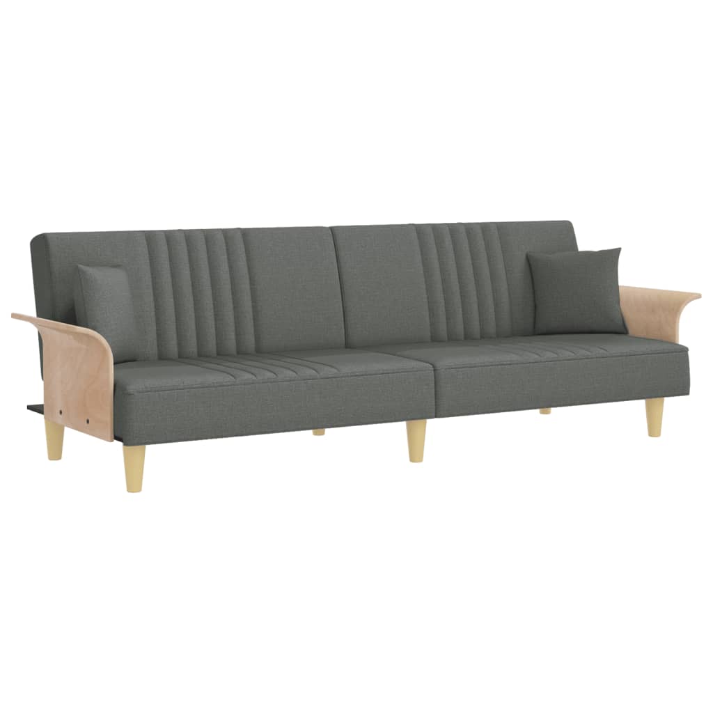 Sofa-bed with dark gray armrests fabric
