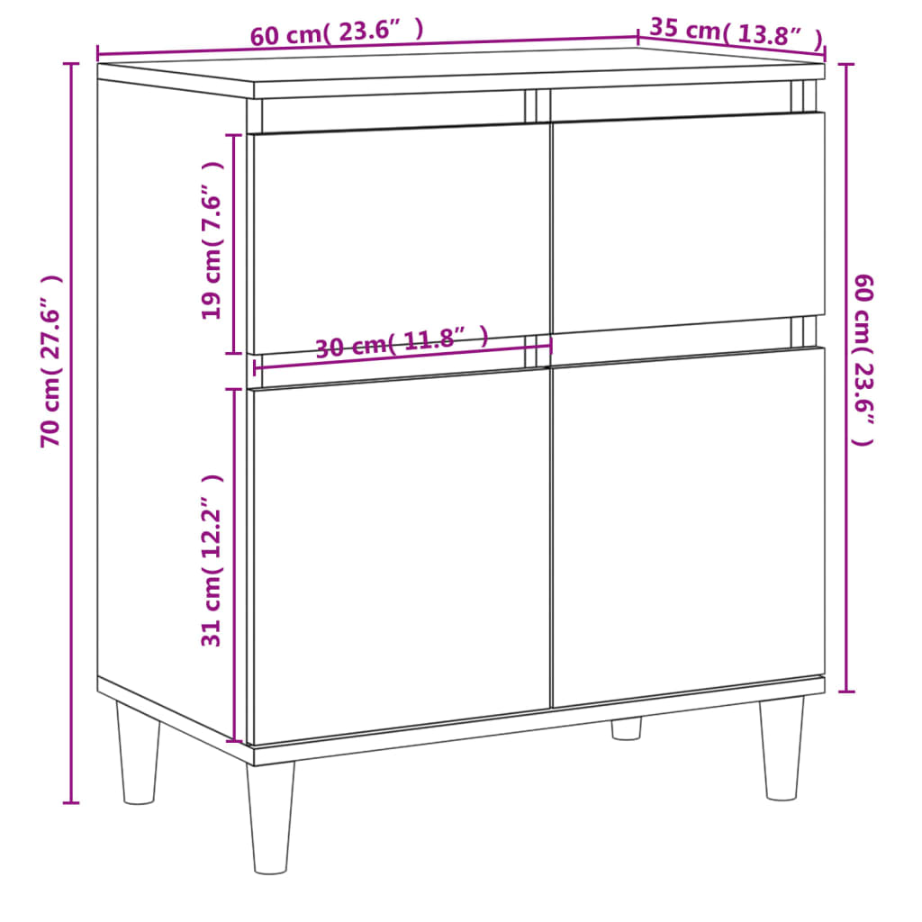 Weißes Buffet 60x35x70 cm Engineering Holz