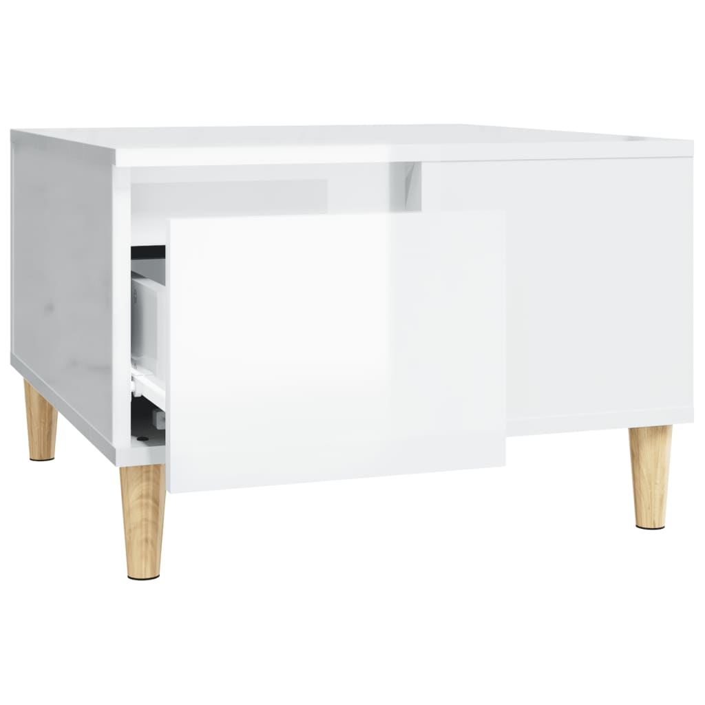 Brilliant white coffee table 55x55x36.5 cm engineering wood