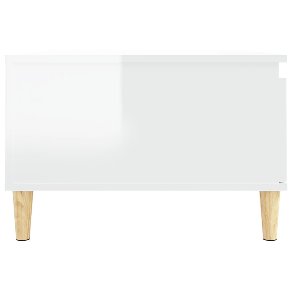 Tavolino bianco brillante 55x55x36.5 cm in legno di ingegneria