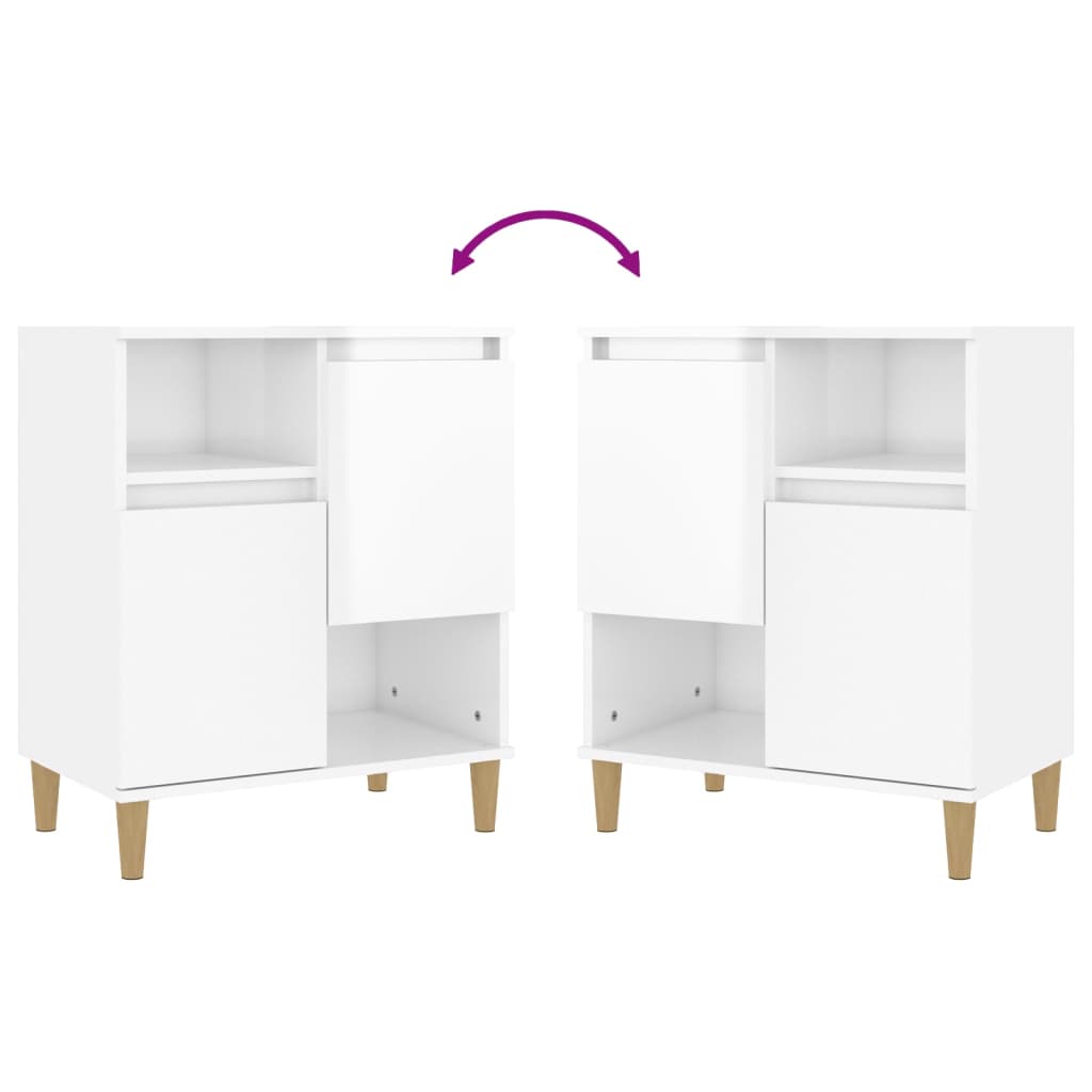 Buffet Blanc brillant 60x35x70 cm Bois d'ingénierie