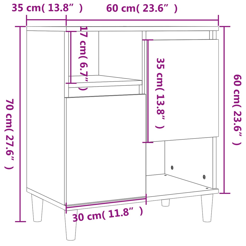 Buffet Blanc brillant 60x35x70 cm Bois d'ingénierie