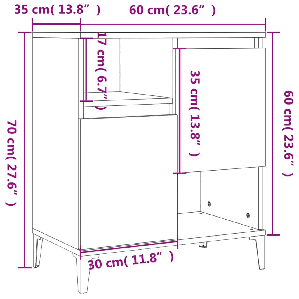 Weißes Buffet 60x35x70 cm Engineering Holz