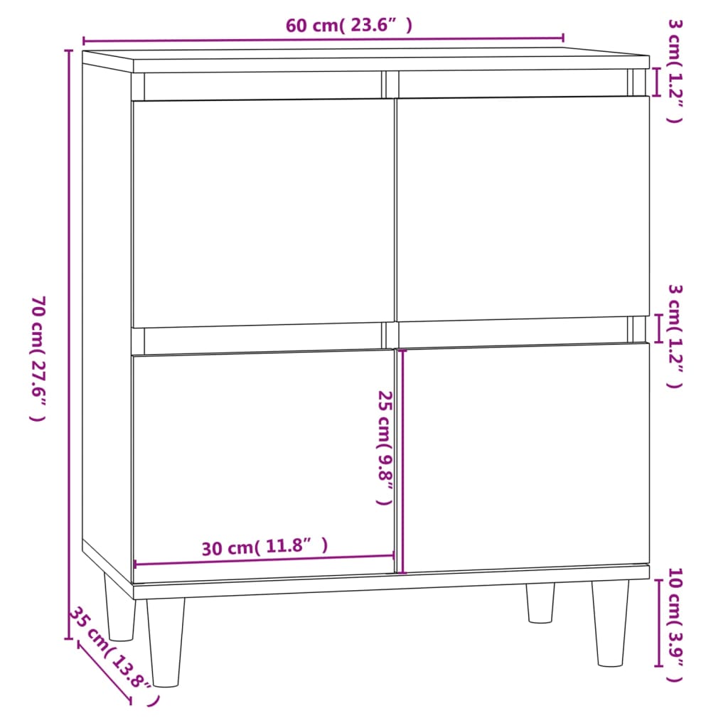 Buffet Noir 60x35x70 cm Bois d'ingénierie