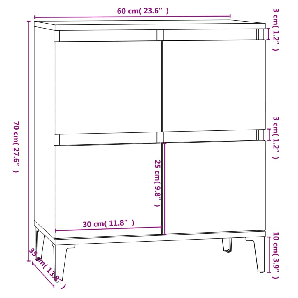 White buffet 60x35x70 cm Engineering wood