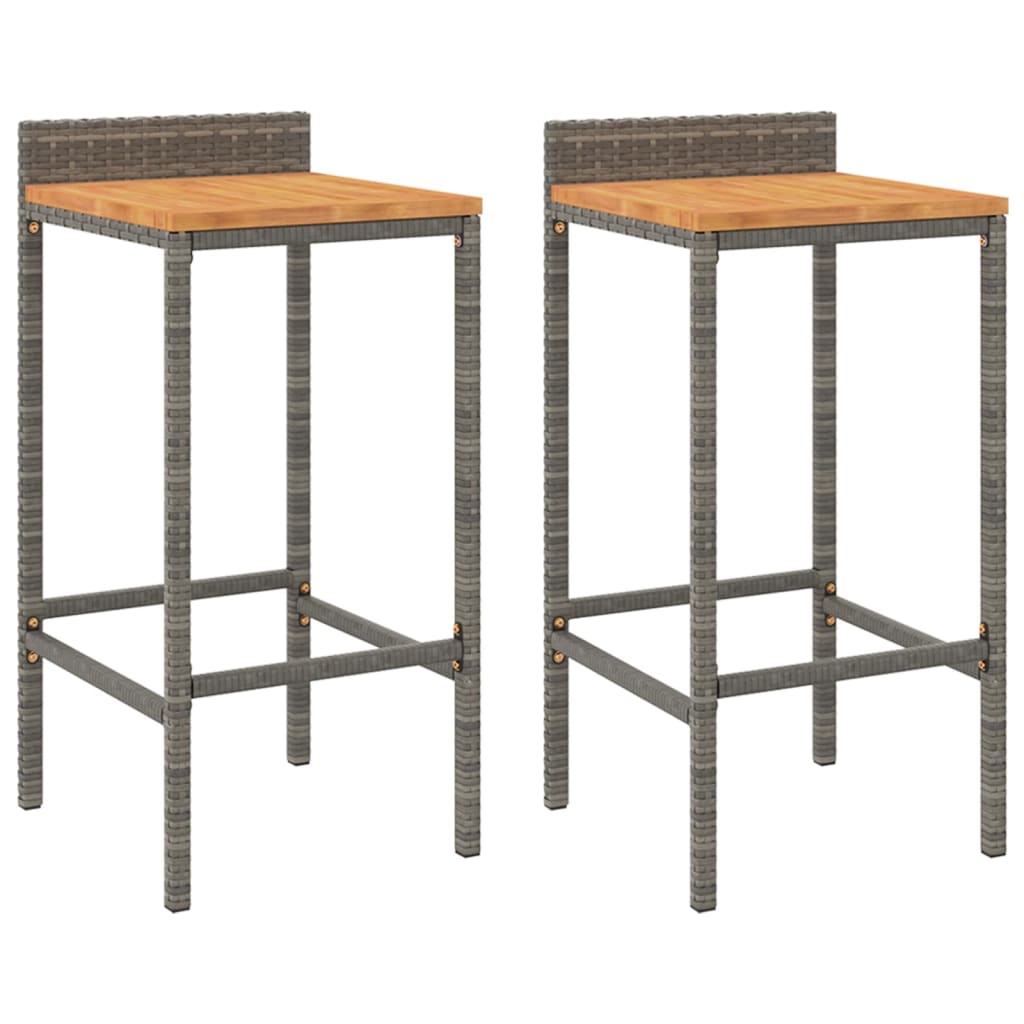 Bar stools 2 pcs braided resin and acacia wood