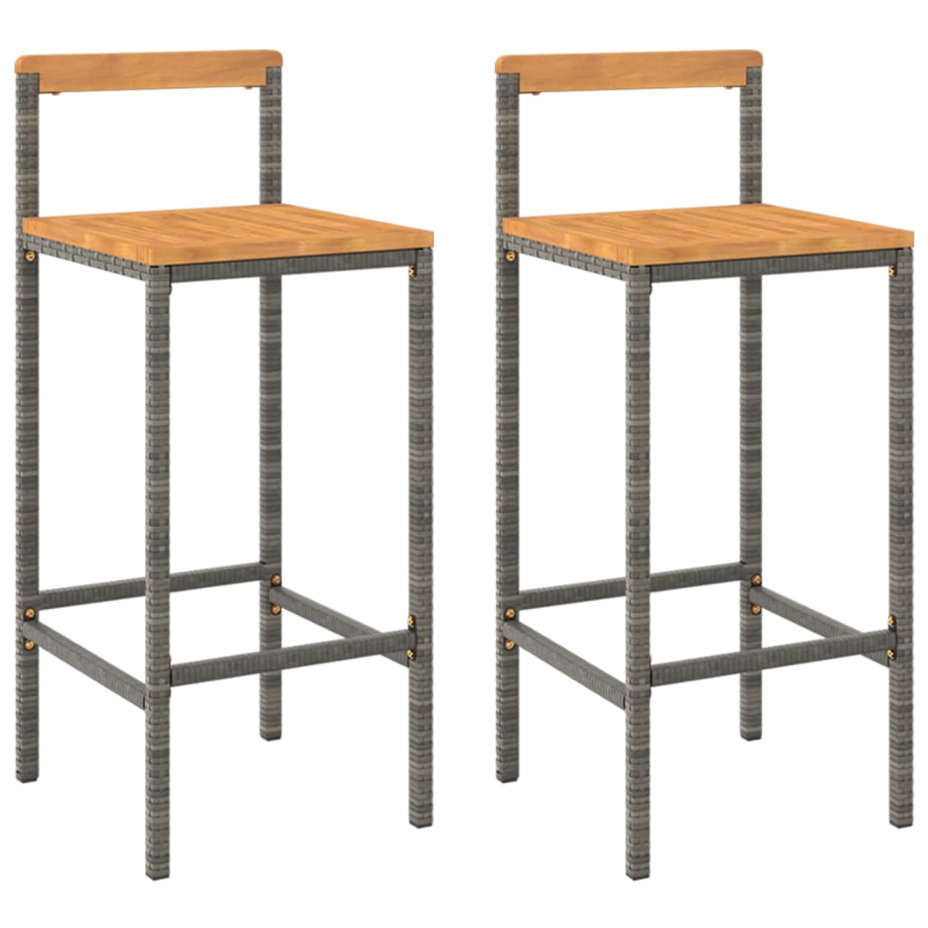 Bar stools 2 pcs braided resin and acacia wood