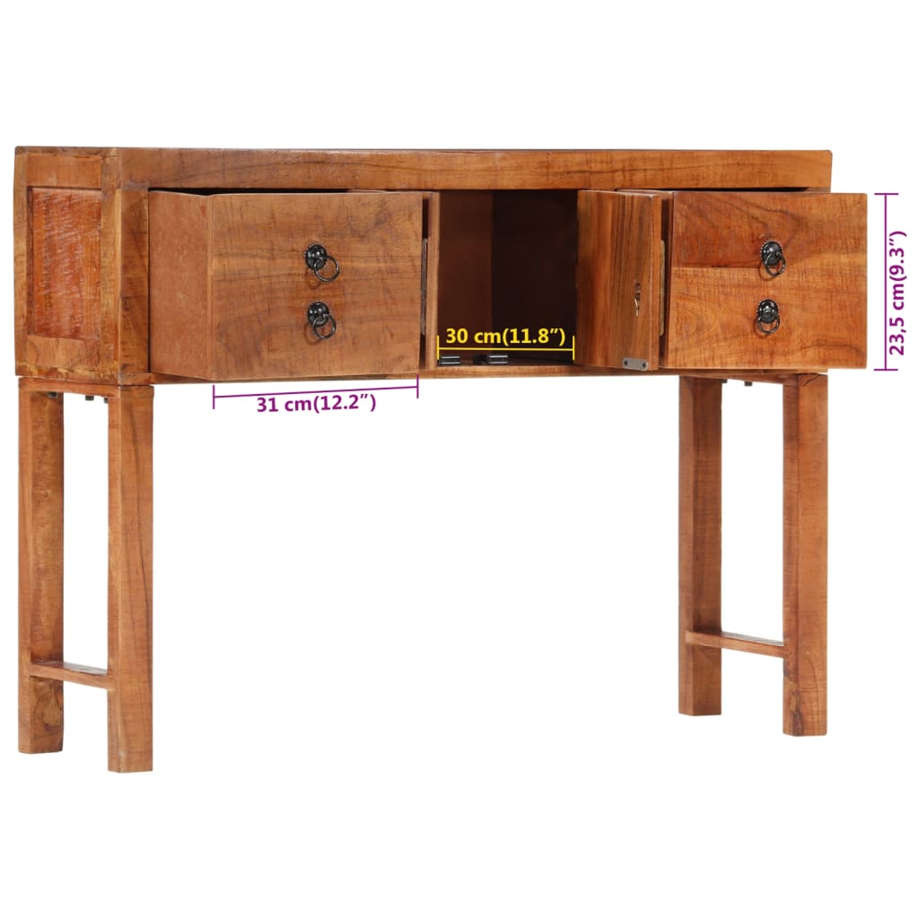 Table console 120x32x80 cm bois massif d'acacia