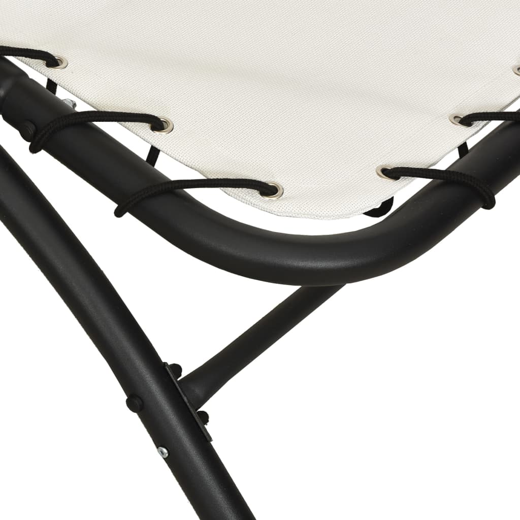Langer Stuhl mit cremefarbener Markise 167x80x195 cm Stoff und Stahl