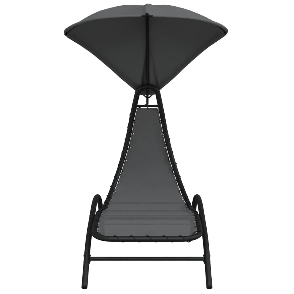 Chaise longue et auvent gris foncé 167x80x195 cm tissu et acier