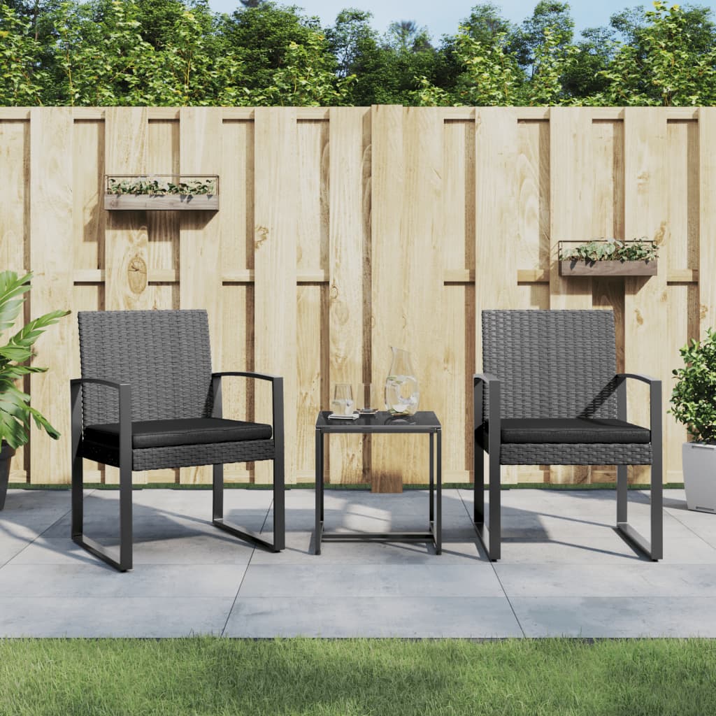 Set da pranzo di cuscini da giardino 3 pezzi rattan grigio scuro pp