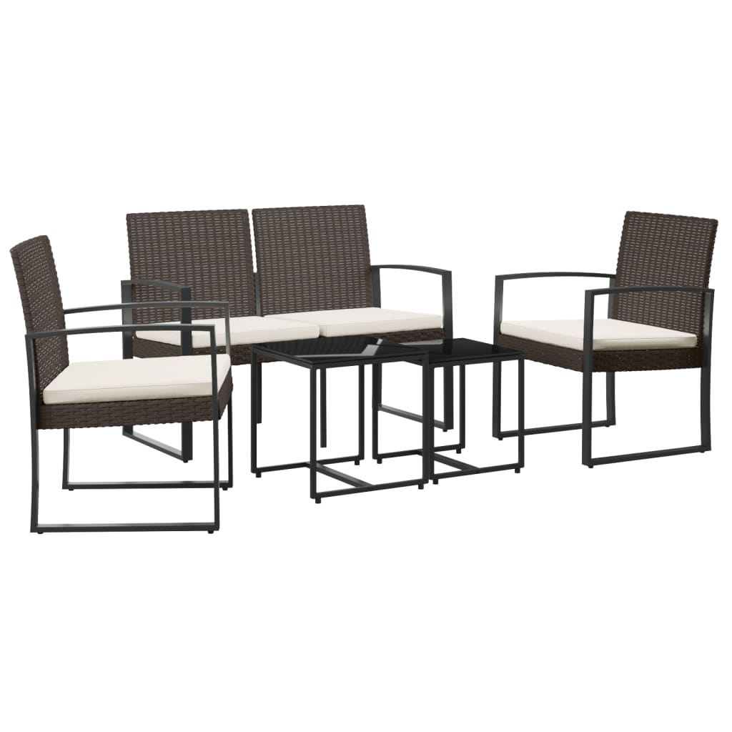 Garden dining set 5 pcs and brown rattan pp cushions