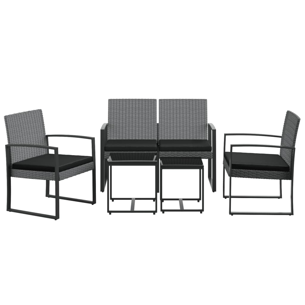 Set da pranzo di cuscini da giardino 5 pezzi rattan grigio scuro pp