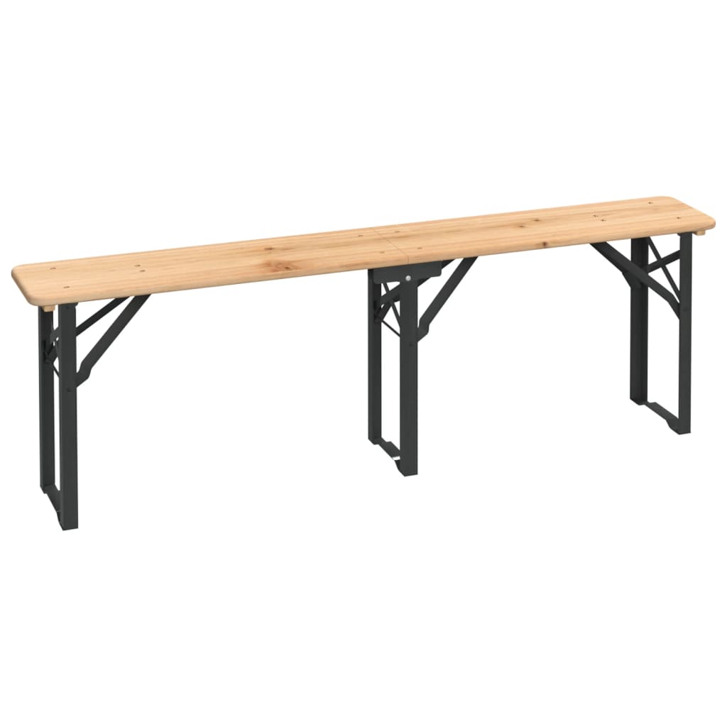 Ensemble de tables à bière pliantes 3 pcs bois massif de sapin