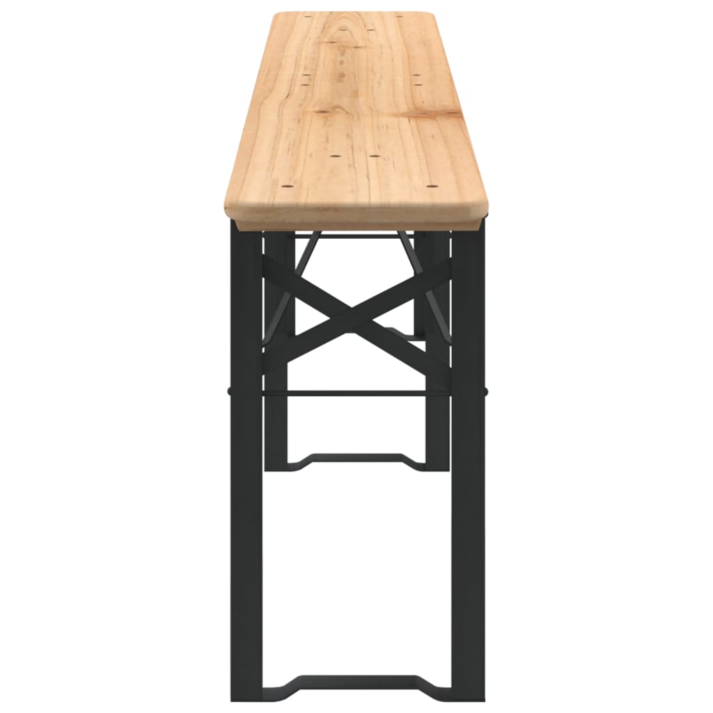 Ensemble de tables à bière pliantes 3 pcs bois massif de sapin