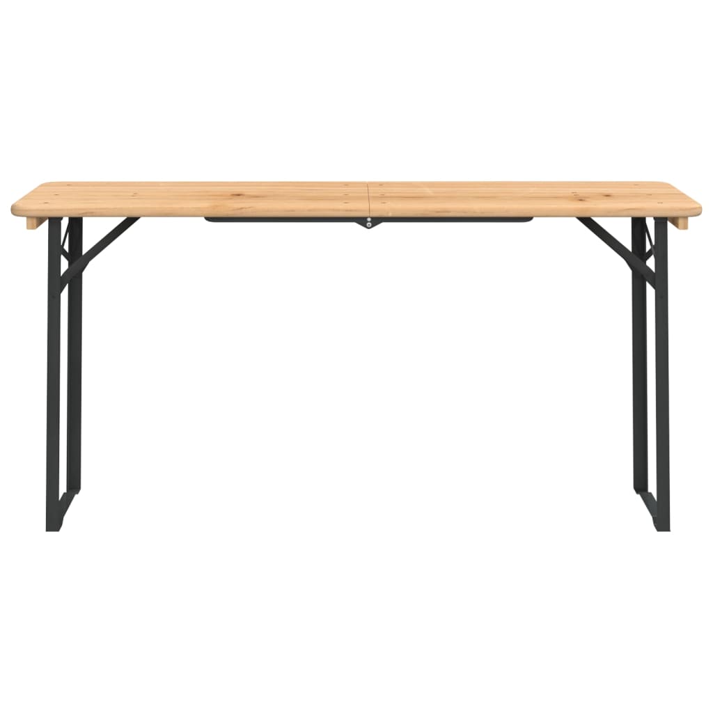 Ensemble de tables à bière pliantes 3 pcs bois massif de sapin