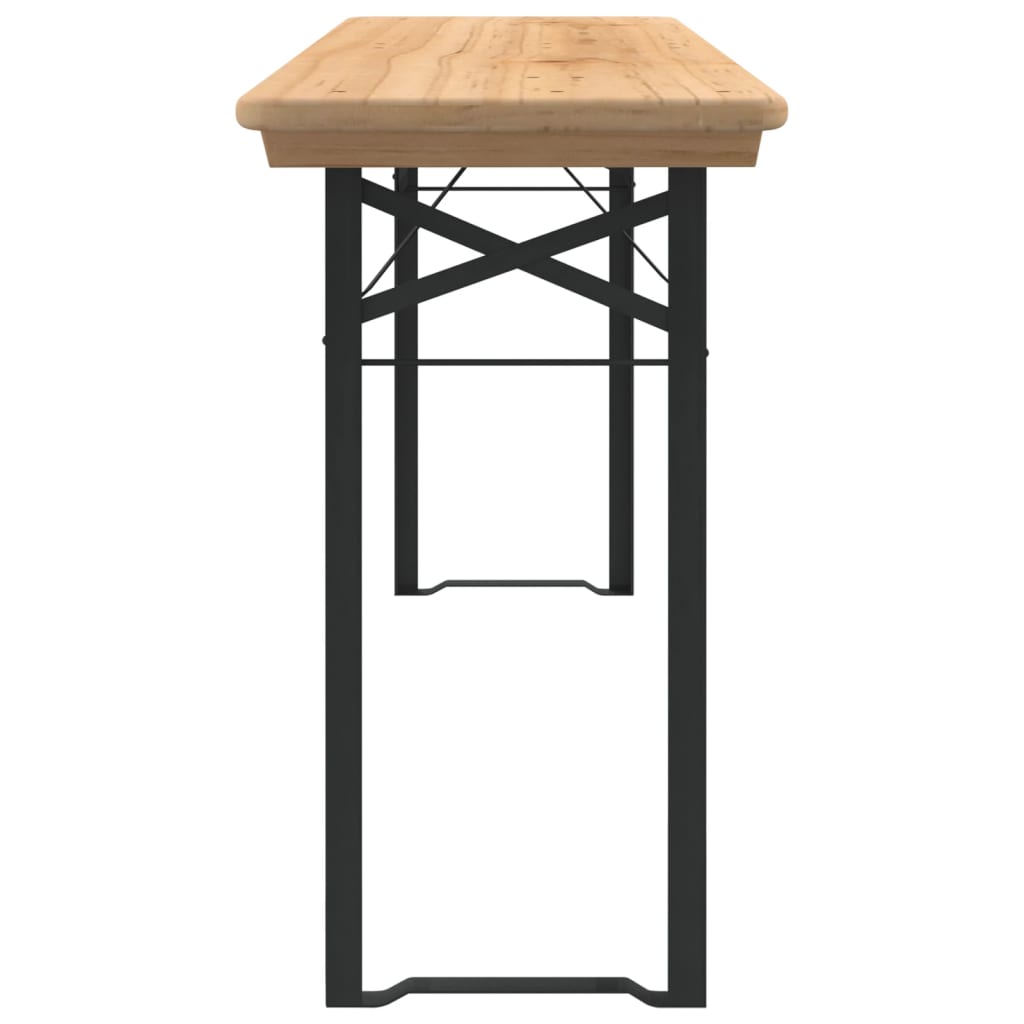 Ensemble de tables à bière pliantes 3 pcs bois massif de sapin