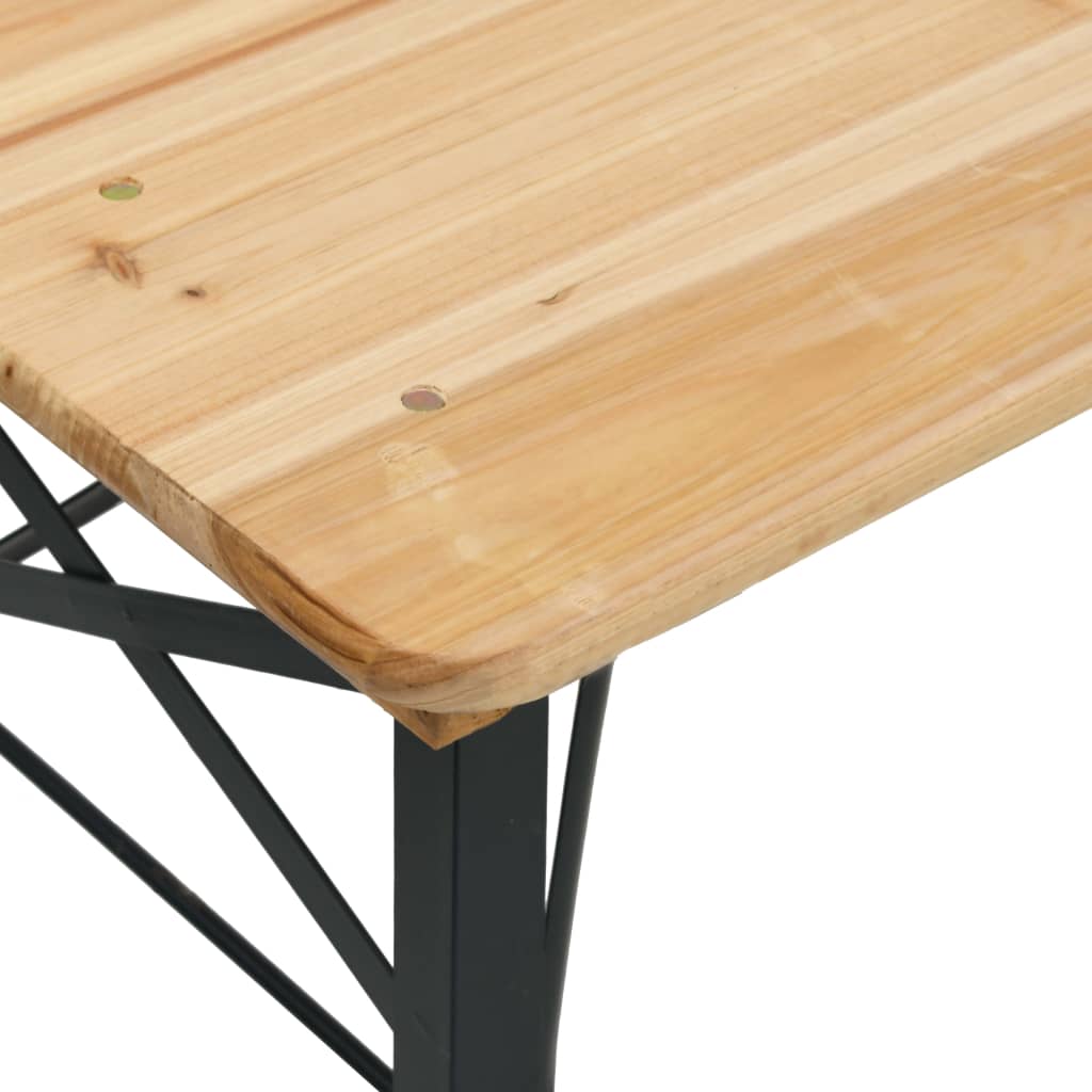 Ensemble de tables à bière pliantes 3 pcs bois massif de sapin