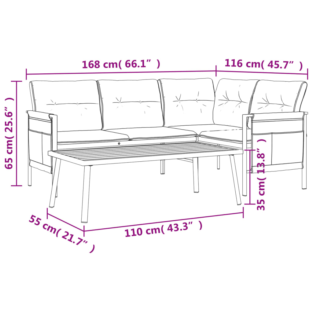 Garden furniture 2 pcs anthracite steel