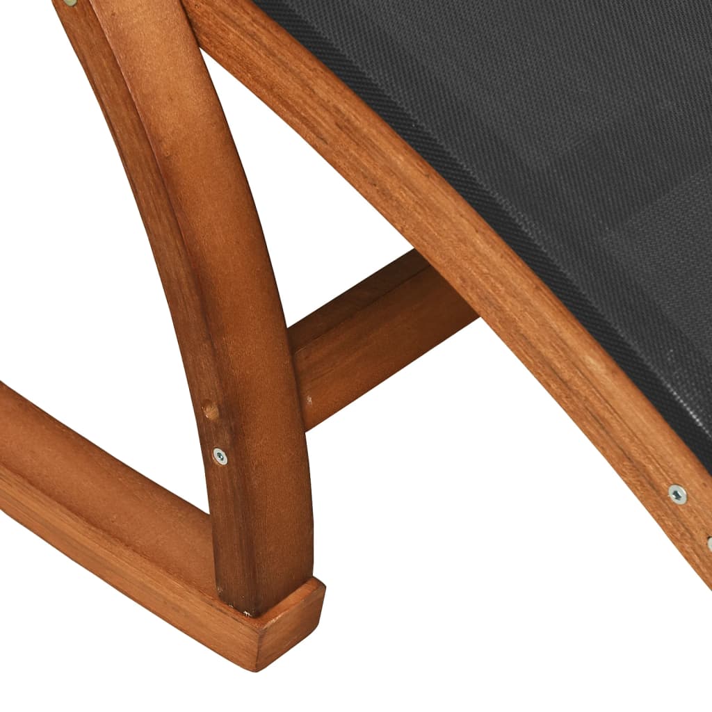 Chaise à bascule textilène gris et bois de peuplier massif
