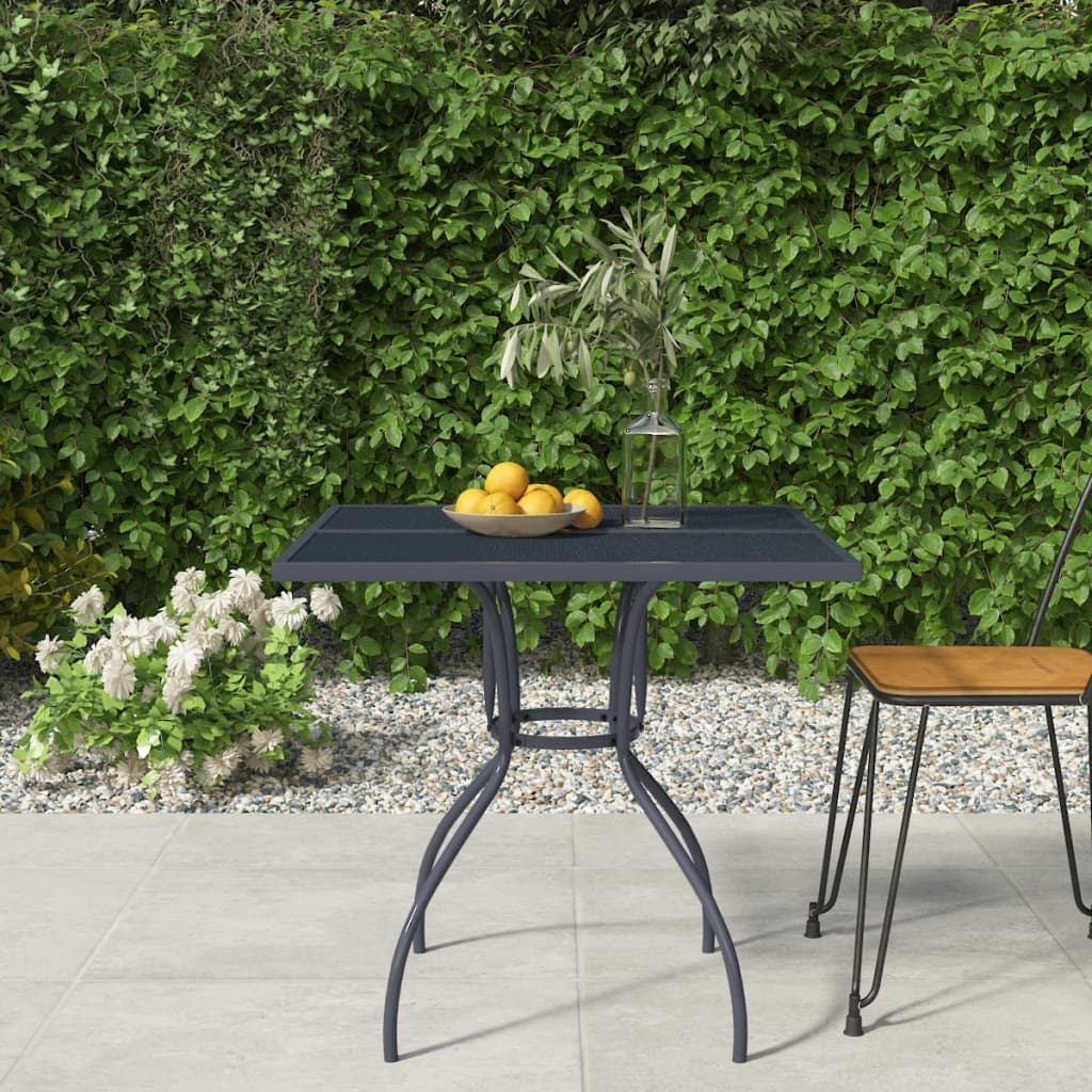 Anthracite garden table 80x80x72.5 cm steel mesh