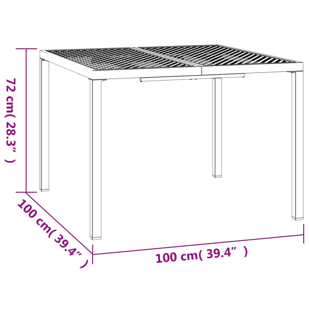 Table de jardin anthracite 100x100x72 cm acier