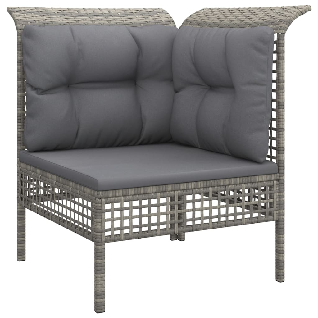 Garden corner sofa with braided resin gray cushion