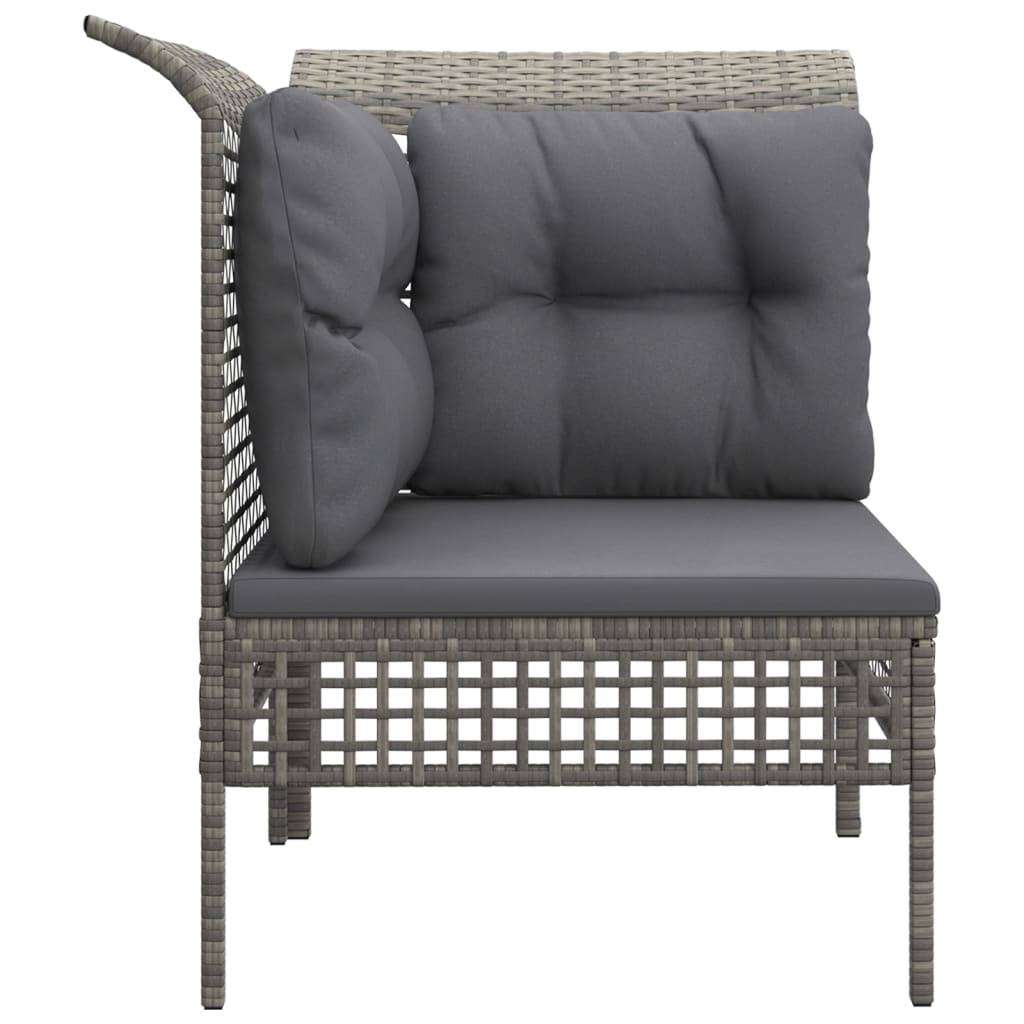 Garden corner sofa with braided resin gray cushion