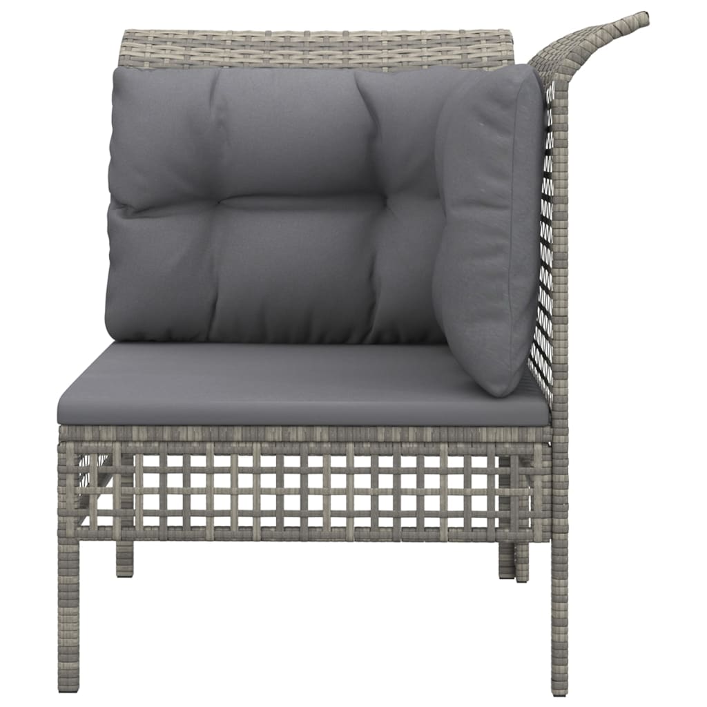 Garden corner sofa with braided resin gray cushion