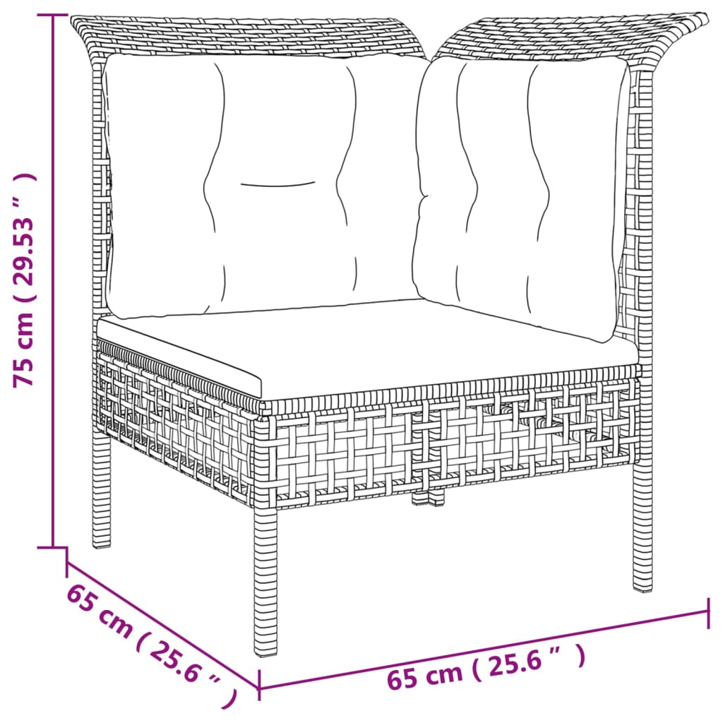 Garden corner sofa with braided resin gray cushion