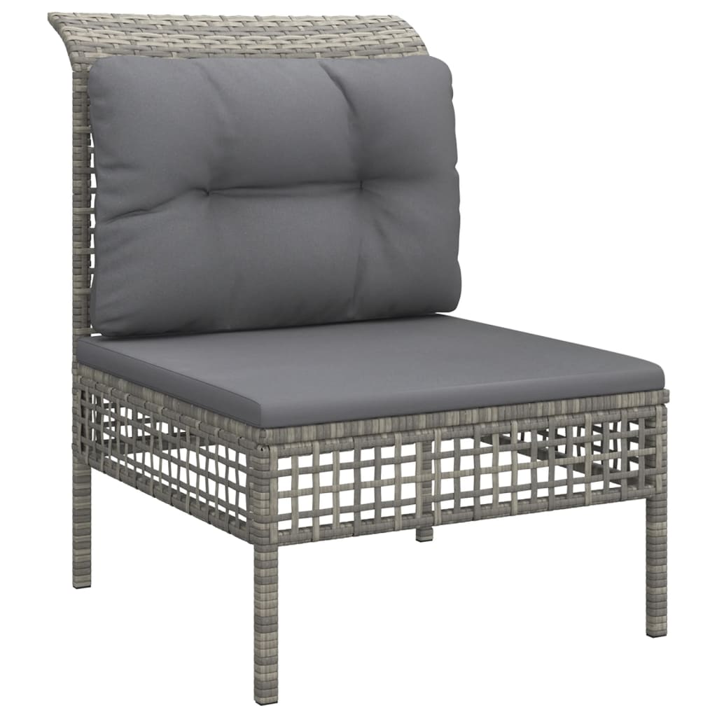 Central garden sofa with braided resin gray cushion