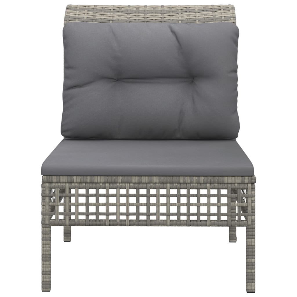 Central garden sofa with braided resin gray cushion