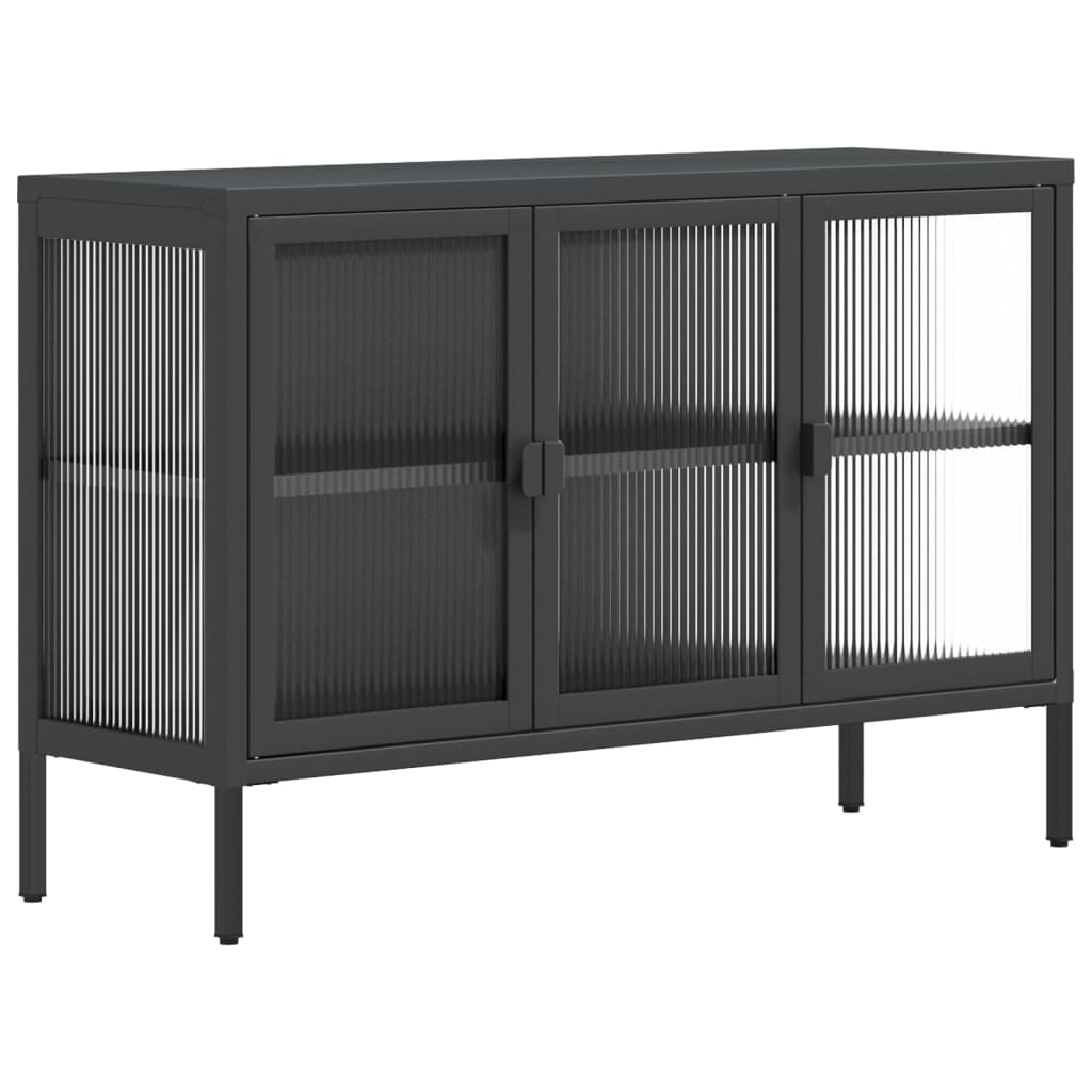 Schwarzes Buffet 105x35x70 cm Glas und Stahl