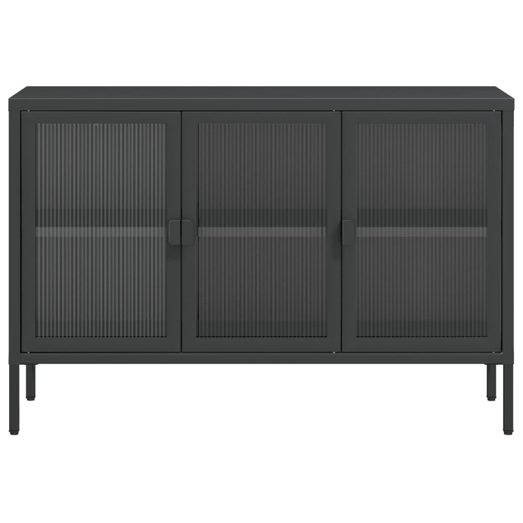 Schwarzes Buffet 105x35x70 cm Glas und Stahl