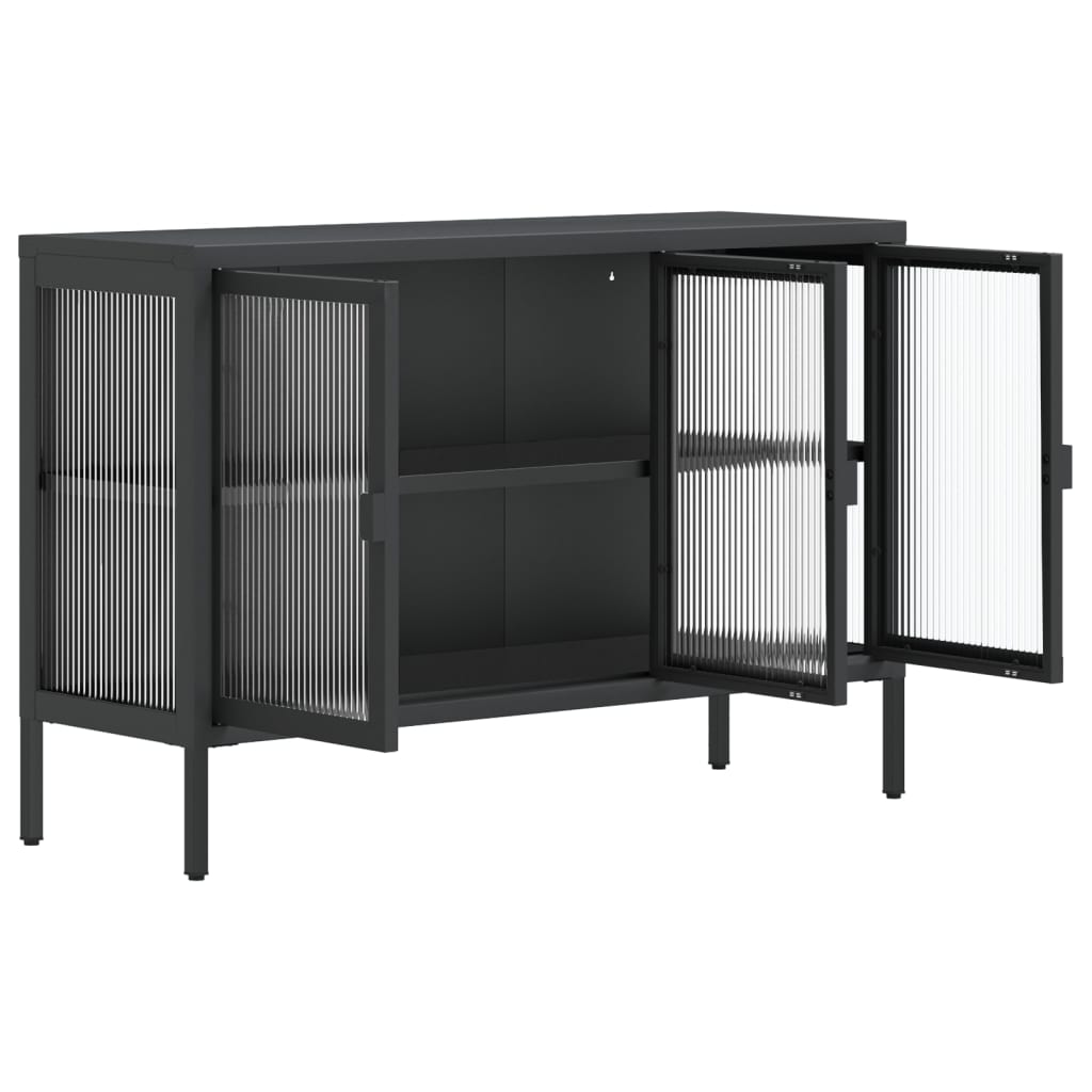 Schwarzes Buffet 105x35x70 cm Glas und Stahl