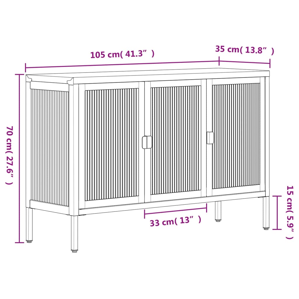 Credenza nera 105x35x70 cm vetro e acciaio