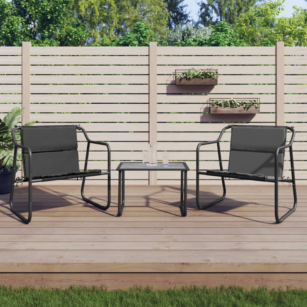 Salon de jardin avec coussins 3 pcs anthracite acier