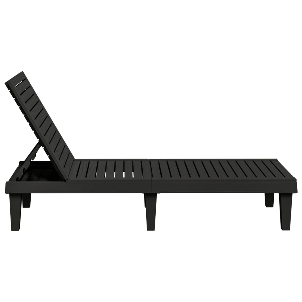 Black long chair 155x58x83 cm polypropylene