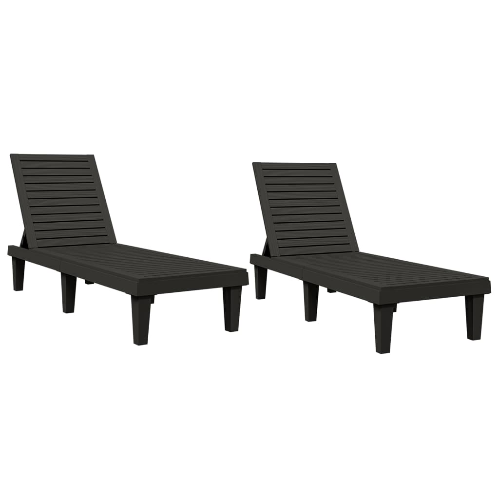 Long chairs 2 pcs black 155x58x83 cm polypropylene