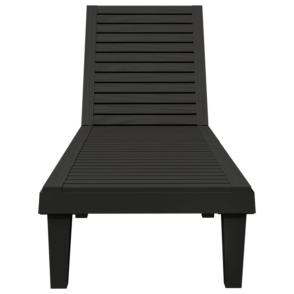 Long chairs 2 pcs black 155x58x83 cm polypropylene