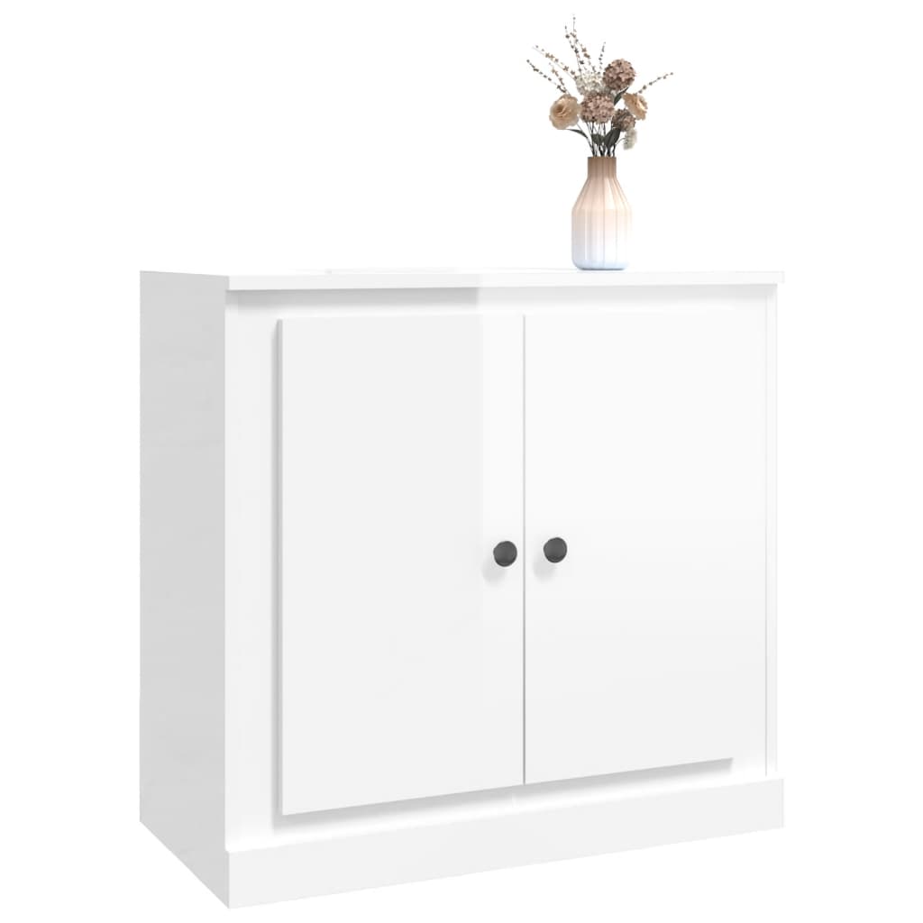 Buffet bianco lucido 70x35.5x67,5 cm in legno di ingegneria