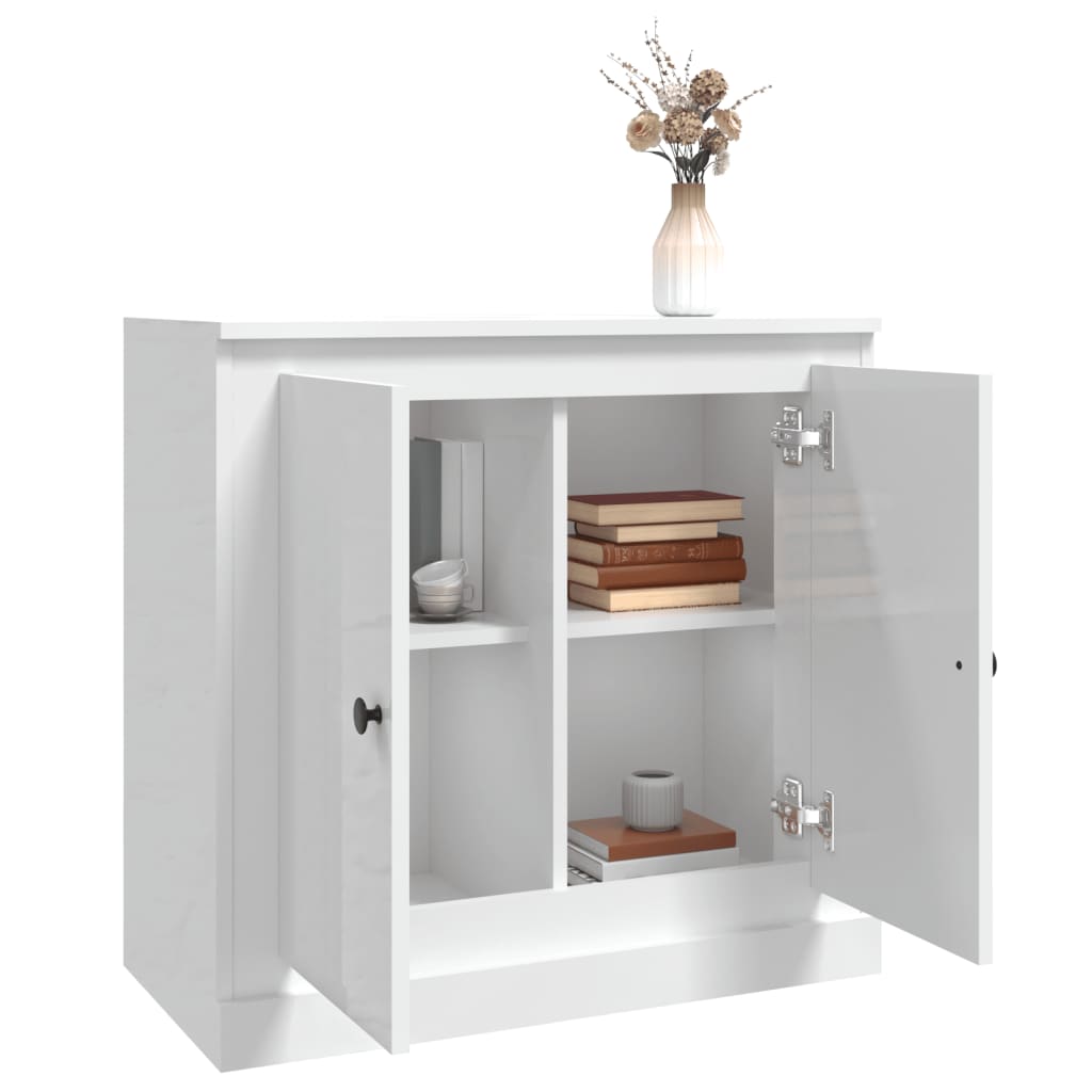 Buffet blanc brillant 70x35,5x67,5 cm bois d'ingénierie