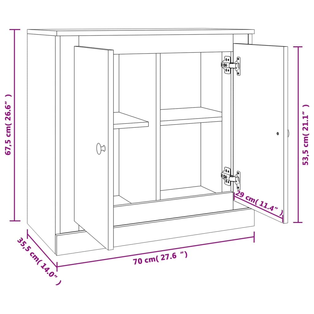 Glänzendes weißes Buffet 70x35.5x67,5 cm Ingenieurholz Holz